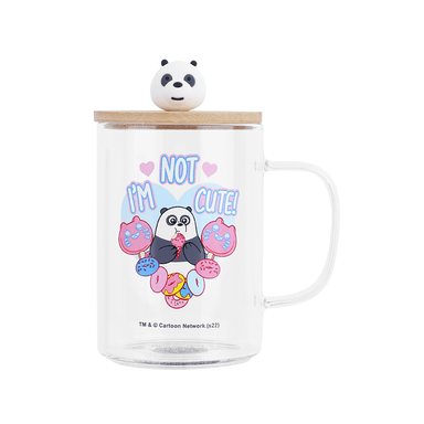 Taza de vidrio los osos escandalosos colección 5.0 con tapa 440 ml panda -  We Bare Bears