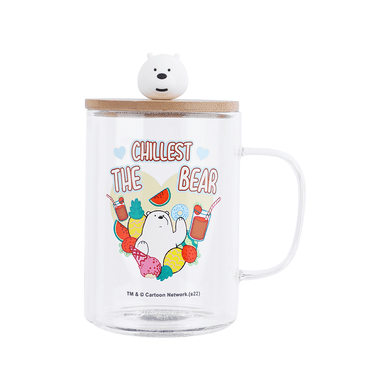 Taza de vidrio los osos escandalosos colección 5.0 con tapa 440 ml polar -  We Bare Bears