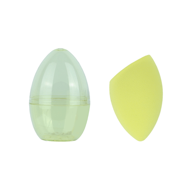 Esponja de maquillaje inclinada con estuche de viaje transparente amarillo -  Miniso
