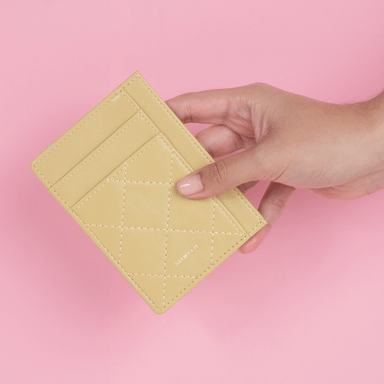 Tarjetero de moda miniso diseño rombos bordados amarillo -  Miniso