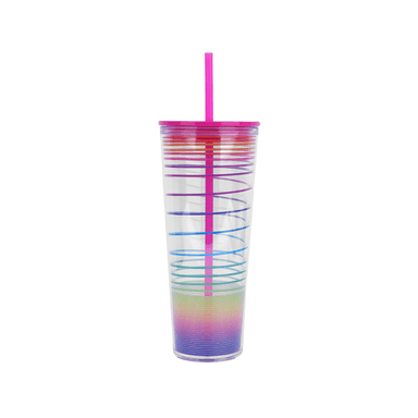 Vaso de plástico de doble pared serie rainbow con sorbete 800 ml -  Miniso