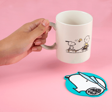 Taza snoopy summer travel collection con posavasos 340 ml blanco 8x8x9.5cm -  Snoopy