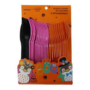 Cubiertos de plástico mini family halloween series 12 pzas cuchillos tenedor y cuchara - Miniso