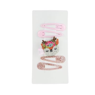 Set de broches infantiles para cabello miniso corazones y animalitos 4 pzas mix de colores -  Miniso