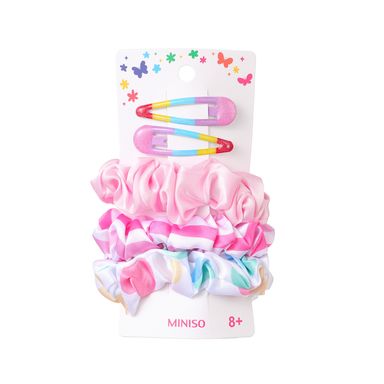 Set infantil de accesorios para cabello miniso rayas y arcoíris 5 pzas -  Miniso