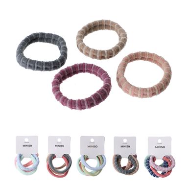 Paquete de ligas para el cabello textuirizadas 4 pzas mix de colores -  Miniso