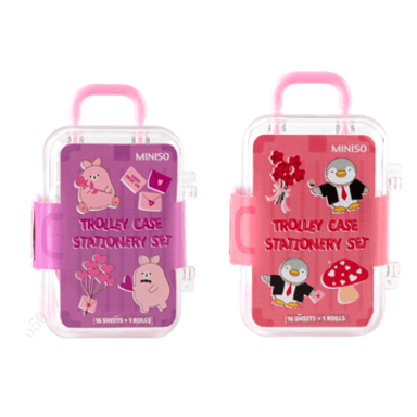 Mini family de san valentin 2m cinta adhesiva 16 pcs conjunto de papeleria (2 modelos surtidos) - Miniso