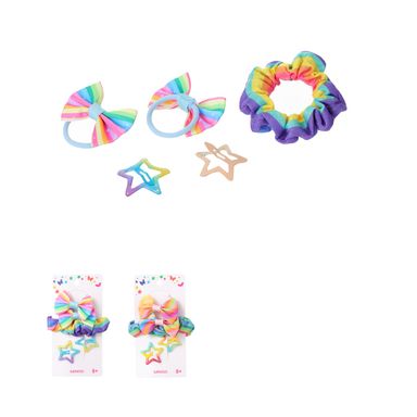 Set infantil de accesorios para cabello miniso estrellas y arcoíris 5 pzas -  Miniso