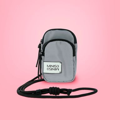 Mini bolso porta celular miniso vitality mix gris claro -  Miniso