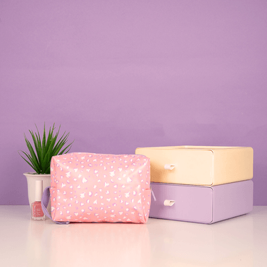 Cosmetiquera rectangular con correa miniso estampado leopardo rosa y lila -  Miniso