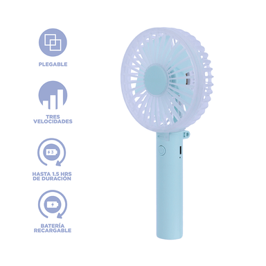 Ventilador de mano plegable miniso 1200 mah aqua -  Miniso