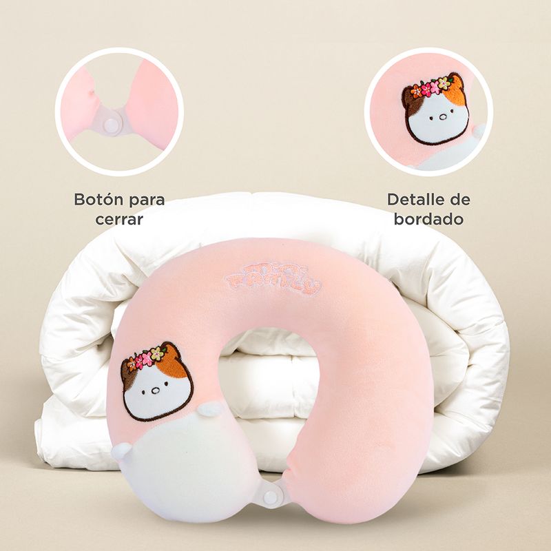 Almohada Para Viaje Linum Kitviajero 100% Memory Foam Rosa +