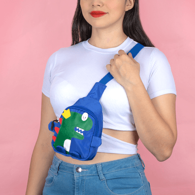 Mini bolso infantil miniso dinosaurio azul -  Miniso