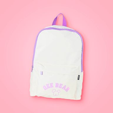 Mochila de moda miniso qee bear blanco y morado -  Qee Bear