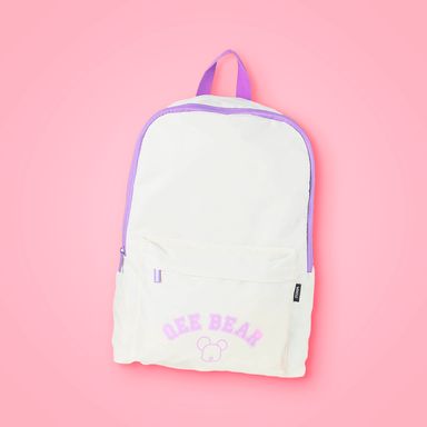 Mochila de moda miniso qee bear blanco y morado -  Qee Bear