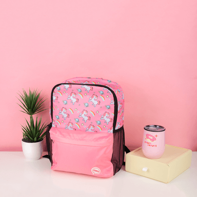 Mochila infantil miniso arcoíris y animalitos rosa -  Miniso