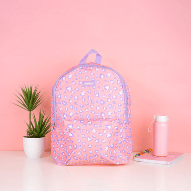 Mochila básica miniso estampado leopardo rosa y lila -  Miniso