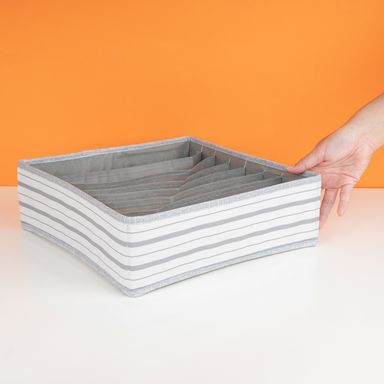 Caja de almacenamiento de tela de sujetadores de 8 compartimentos serie gris 32x10cm -  Miniso