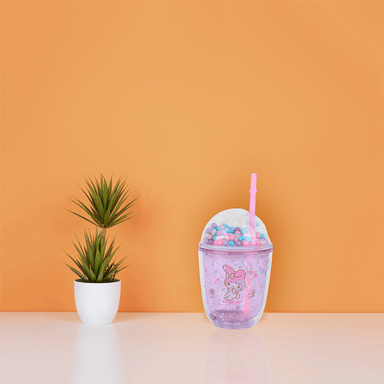Vaso de plástico portátil con sorbete personajes de sanrio 435 ml rosa 52x39cm -  Sanrio