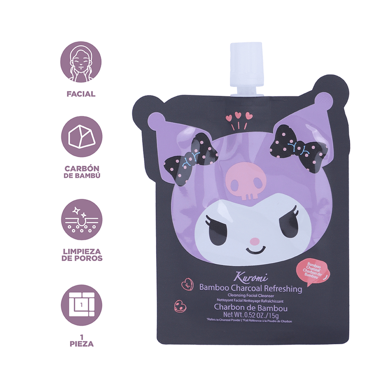 Limpiador-facial-refrescante-de-carb-n-de-bamb-kuromi-sanrio-Sanrio-4-15793