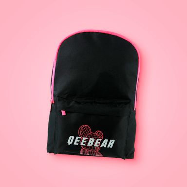 Mochila de moda miniso qee bear negro y rojo -  Qee Bear