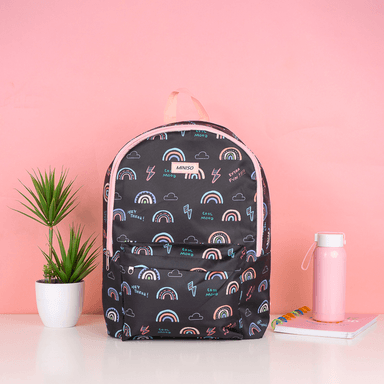 Mochila básica miniso estampado arcoíris negro -  Miniso