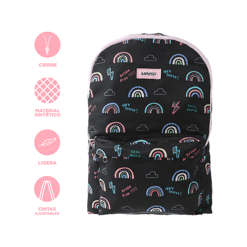 Mochila-b-sica-miniso-estampado-arco-ris-negro-Miniso-4-16282