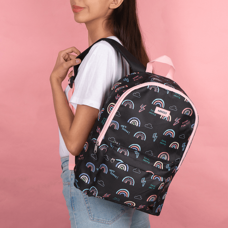 Mochila-b-sica-miniso-estampado-arco-ris-negro-Miniso-7-16282