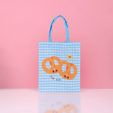 Bolso de compras miniso happy foods pretzels azul -  Happy Foods