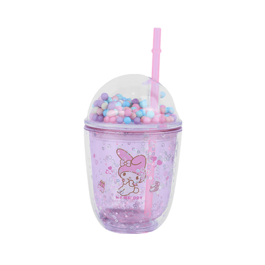 Vaso de plástico portátil con sorbete personajes de sanrio 435 ml rosa 52x39cm -  Sanrio