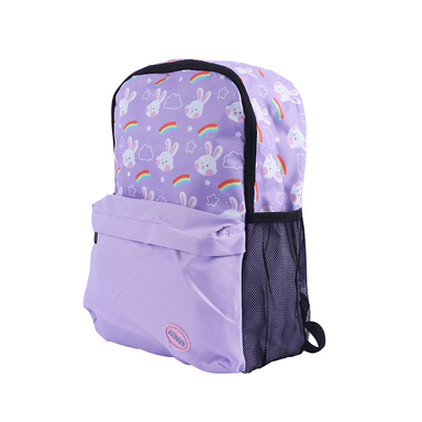 Mochila infantil miniso arcoíris y animalitos morado -  Miniso