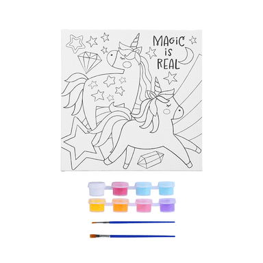 Set para jugar kit de pintura en lienzo serie unicornio 4 colores, 2 pinceles 20cm miniso -  Miniso