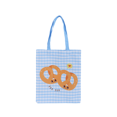 Bolso de compras miniso happy foods pretzels azul -  Happy Foods