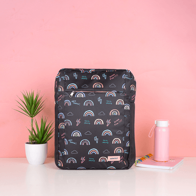 Mochila rectangular miniso estampado arcoíris negro -  Miniso