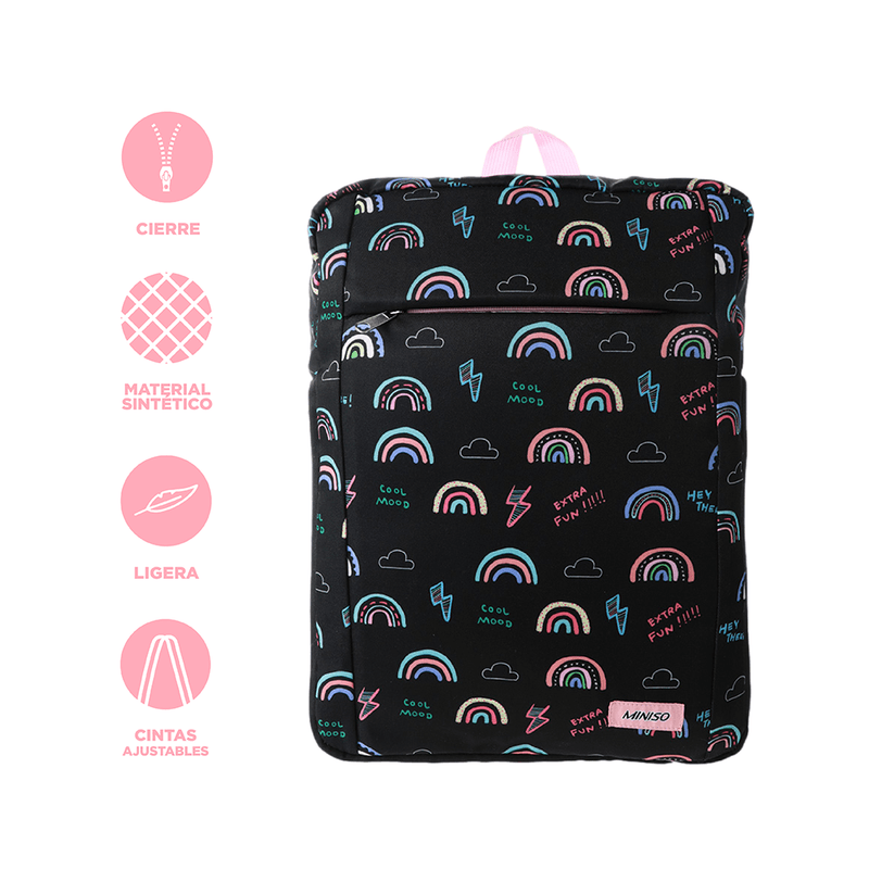 Mochila-rectangular-miniso-estampado-arco-ris-negro-Miniso-4-16284