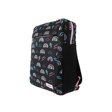 Mochila rectangular miniso estampado arcoíris negro -  Miniso