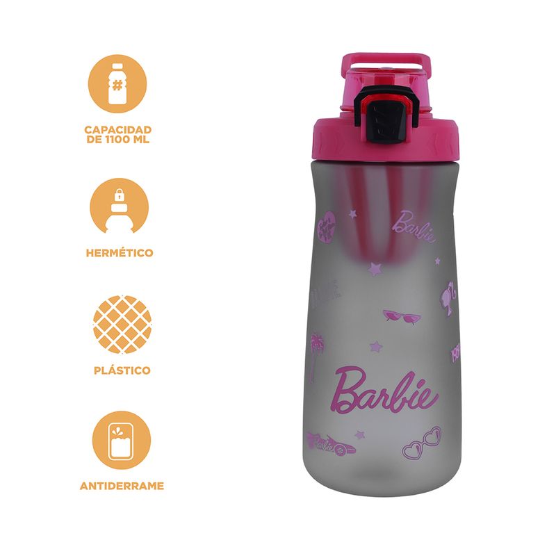 Tomatodo-de-pl-stico-barbie-collection-con-tapa-abatible-de-un-solo-toque-negro-Barbie-3-17326