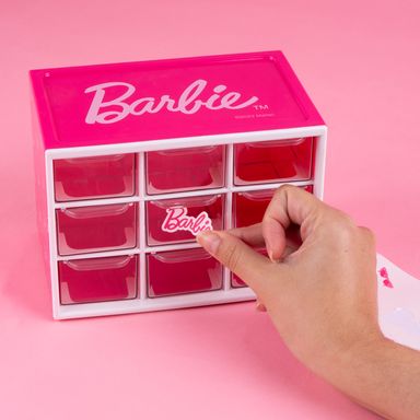 Organizador de plástico gabinete de almacenamiento de 9 cajones barbie collection rosa -  Barbie