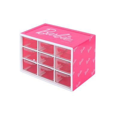 Organizador de plástico gabinete de almacenamiento de 9 cajones barbie collection rosa -  Barbie