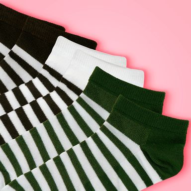 Medias para hombre rayas clasicos colores verde 3 pzas -  Miniso