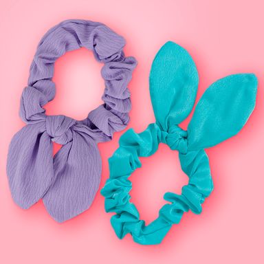 Set de donas para el cabello miniso orejitas aqua y morado 1 par -  Miniso