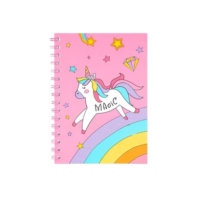 Libretas y cuadernos a5 en alambre con polvo dorado 64 hojas en blanco 21x14.8cm serie unicornio -  Unicornio