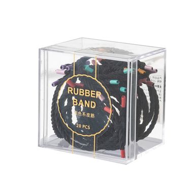 Paquete de ligas delgadas para el cabello miniso con nudo color negro con puntas de colores en estuche plástico 20 pzas -  Miniso