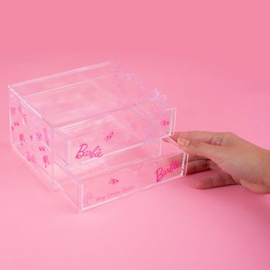 Organizador de plástico barbie collection caja de almacenamiento de maquillaje de 2 cajones -  Barbie
