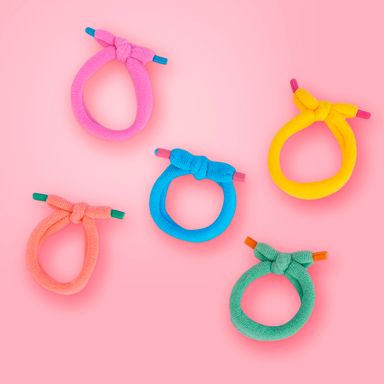 Paquete de ligas para el cabello miniso coloridas con nudo en estuche plástico 10 pzas -  Miniso