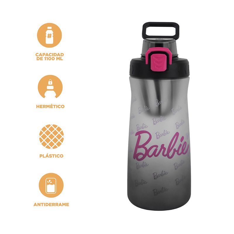 Tomatodo-de-pl-stico-barbie-collection-con-tapa-abatible-de-un-solo-toque-oscura-Barbie-3-17328