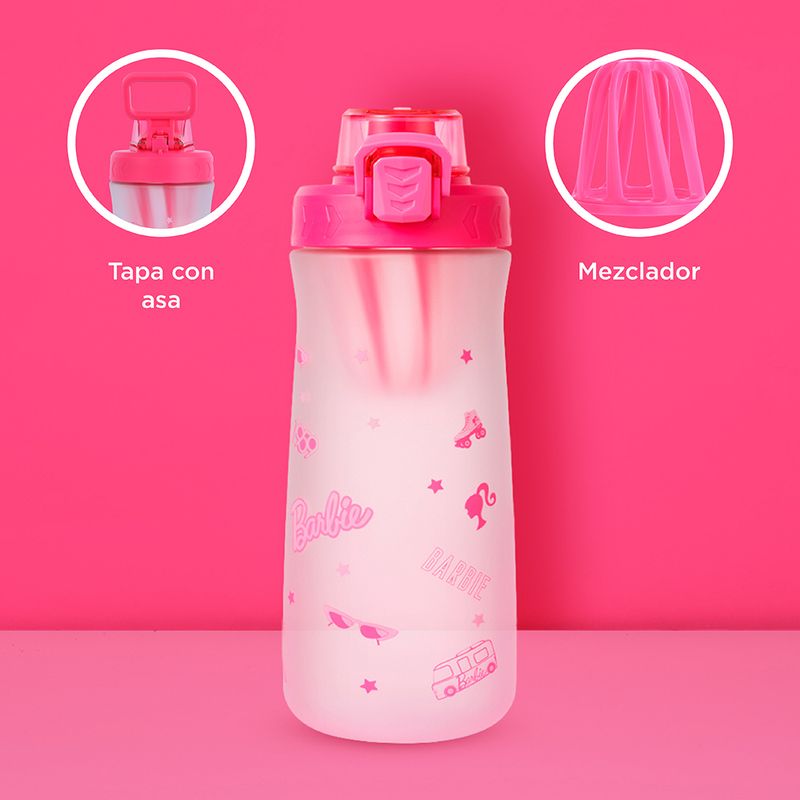 Tomatodo-de-pl-stico-barbie-collection-con-tapa-abatible-de-un-solo-toque-rosado-Barbie-5-17327