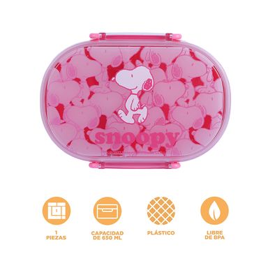 Taper para alimentos colección snoopy 650ml rosa -  Snoopy
