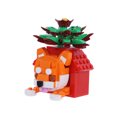 Bloques de construcción de 173 pzas de la naturaleza mini animales con flores shiba inu -  Miniso