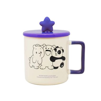 Taza de cerámica con tapa y cuchara we bare bears baby collection 425 ml morado -  We Bare Bears